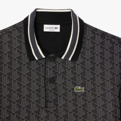 Áo Polo Lacoste Nam Monogram Dáng Classic Cổ Điển DH1417-00-4PC Màu Đen