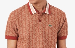 Áo Polo Lacoste Nam Monogram Dáng Classic Cổ Điển DH1417-00-GTI Màu Nâu Gạch