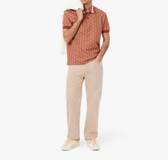 Áo Polo Lacoste Nam Monogram Dáng Classic Cổ Điển DH1417-00-GTI Màu Nâu Gạch
