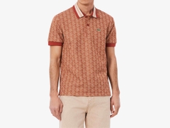 Áo Polo Lacoste Nam Monogram Dáng Classic Cổ Điển DH1417-00-GTI Màu Nâu Gạch