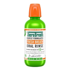 TheraBreath Nước Súc Miệng Hương Bạc Hà Dịu Nhẹ Không Cồn, Không Cay Rát Mind Mint Ngăn Ngừa Sâu Răng, Giảm Vôi Răng Cao Răng Chai 473ml