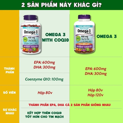 Combo 2 Hộp Webber Naturals Viên Uống Hỗ Trợ Tim Mạch Não, Giảm Chất Béo Trung Tín Trong Huyết Thanh Triple Strength Omega 3 900mg + CoQ10 Hộp 80 Viên