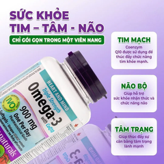 Combo 2 Hộp Webber Naturals Viên Uống Hỗ Trợ Tim Mạch Não, Giảm Chất Béo Trung Tín Trong Huyết Thanh Triple Strength Omega 3 900mg + CoQ10 Hộp 80 Viên