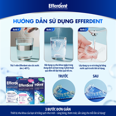 Efferdent Viên Làm Sạch Dùng Trong Nha Khoa Hương Bạc Hà Minty Fresh and Clean Denture Cleanser Tablets Hỗ Trợ Làm Sạch Và Kháng Khuẩn Hộp 44-90-126