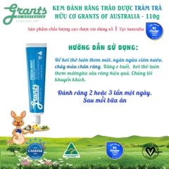 Grants of Australia Kem Đánh Răng Chiết Xuất Tràm Trà Hữu Cơ 110g