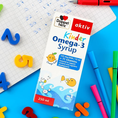 Doppelherz Siro Bổ Não Cho Bé Kinder Omega-3 250ml Tặng Viên Uống Cho Mẹ Bầu Vital Pregna 30 Viên