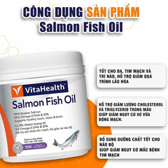 VitaHealth Viên Uống Salmon Fish Oil Bổ Sung Omega 3, Giảm Nguy Cơ Xơ Vữa Động Mạch 100 Viên