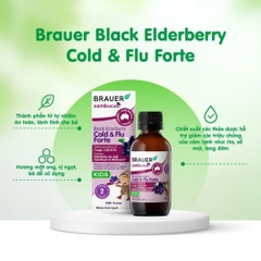 Brauer Siro Black ElderBerry Cold And Flu Forte Giảm Triệu Chứng Ho, Sổ Mũi Do Cảm 100ml