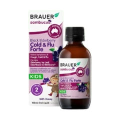 Brauer Siro Black ElderBerry Cold And Flu Forte Giảm Triệu Chứng Ho, Sổ Mũi Do Cảm 100ml