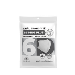 Bông Bạch Tuyết Khẩu Trang 6D N95 PLUS Trắng 4 Lớp Túi 10 Cái