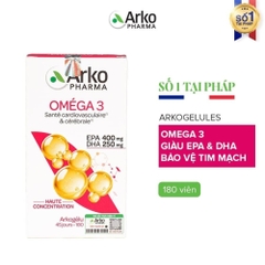 Arkopharma Viên Uống Omega 3 Arkogelules Hỗ Trợ Não Bộ Và Tim Mạch 180 Viên