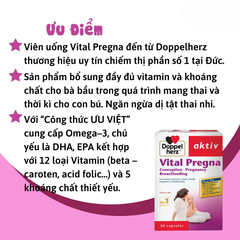 Doppelherz Siro Bổ Não Cho Bé Kinder Omega-3 250ml Tặng Viên Uống Cho Mẹ Bầu Vital Pregna 30 Viên