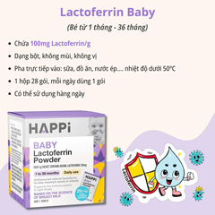 HAPPi Baby Lactoferrin Powder Bột Dinh Dưỡng Hỗ Trợ Tăng Sức Đề Kháng Từ 1 - 36 Tháng Tuổi Hộp 28 Gói
