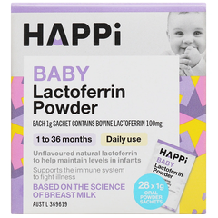 HAPPi Baby Lactoferrin Powder Bột Dinh Dưỡng Hỗ Trợ Tăng Sức Đề Kháng Từ 1 - 36 Tháng Tuổi Hộp 28 Gói