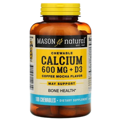 Mason Natural Viên Uống Hỗ trợ sức khỏe xương khớp Chewable Calcium 600 mg + D3 Coffee Mocha Flavor 100 viên