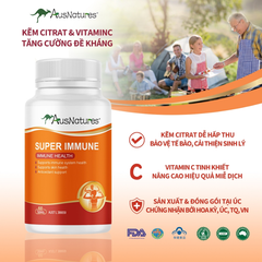 AusNatures Viên Uống Super Immune Bổ Sung Kẽm & Vitamin C 60 Viên