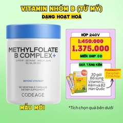 Codeage Viên Uống Methylfloate B Complex (Dạng Hoạt Hoá) 120 Viên - Chính Ngạch Mỹ