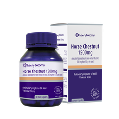 Henry Blooms Viên Uống Hỗ Trợ Giảm Giãn Tĩnh Mạch Hạt Dẻ Ngựa Horse Chestnut 1500mg 30 Viên