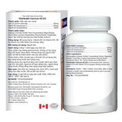 VitaHealth Viên Uống Calcium K2 D3 Hỗ Trợ Duy Trì Xương Răng Chắc Khỏe 30 Viên - Chính Hãng Canada