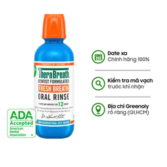 Combo 2 Chai TheraBreath Nước Súc Miệng Icy Mint + Mild Mint  Sảng Khoái Không Cồn, Không Cay Rát Ngăn Ngừa Sâu Răng, Giảm Vôi Răng Cao Răng Chai 473ml