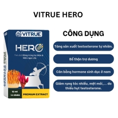 Vitrue Hero Tinh Chất Đông Trùng Hạ Thảo Và Nấm Ngọc Cầu Bổ Sung Nội Tiết Tố Nam Hộp 14 Gói