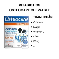 Vitabiotics Viên Nhai Osteocare Bổ Sung Canxi, Magie, Vitamin D Và Zinc Hỗ Trợ Chắc Khỏe Xương Hộp 30 Viên
