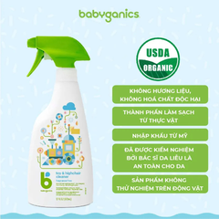 Babyganics Chai Xịt Vệ Sinh Đồ Chơi & Bề Mặt Đa Năng An Toàn Cho Bé Organic Toy & High Chair Cleaner Spray 502ml