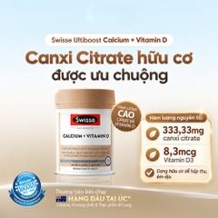 Swisse Canxi Hữu Cơ + Vitamin D giúp hỗ trợ giảm nguy cơ loãng xương (Hộp 150 viên) - Chính Ngạch Úc