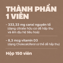 Swisse Canxi Hữu Cơ + Vitamin D giúp hỗ trợ giảm nguy cơ loãng xương (Hộp 150 viên) - Chính Ngạch Úc