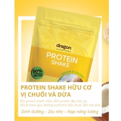 Dragon Superfoods Bột Protein Thực Vật Lắc Vị Chuối Sữa Dừa Hữu Cơ Bổ Sung Đạm 450g