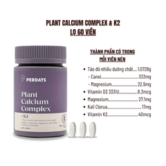 Perdays Viên Uống Plant Calcium Complex + K2 Bổ Sung Canxi Hữu Cơ Cho Mẹ Bầu 60 Viên