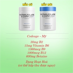 Codeage Viên Uống Methylfloate B Complex (Dạng Hoạt Hoá) 120 Viên - Chính Ngạch Mỹ
