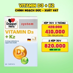 Doppelherz Viên Uống Bổ Sung Vitamin D3 + K2 (30 Viên) - Chính Ngạch Đức