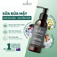 Sukin Sữa Rửa Mặt Cân Bằng Dầu Oil 125ml - (TẶNG KÈM KHI MUA)