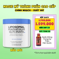 Codeage Viên Uống Liposomal Magnesium Magie Glycinate Hữu Cơ 240 Viên - Chính Ngạch Mỹ, Xuất VAT