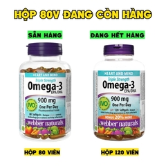 Webber Naturals Viên Uống Hỗ Trợ Tim Mạch, Não Triple Strength Omega 3 900mg EPA/DHA
