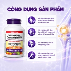 Webber Naturals Viên Uống Giảm Đau Khớp Và Sụn 120 Viên (Glucosamine Chondroitin MSM 500/400/400mg) - Chính Ngạch Canada
