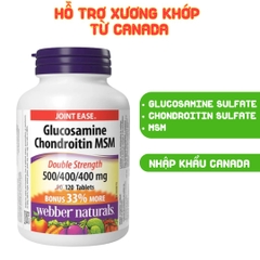 Webber Naturals Viên Uống Giảm Đau Duy Trì Sụn Khớp Glucosamine Chondroitin MSM 500/400/400mg Hộp 120 Viên
