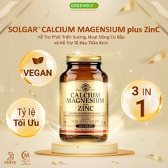 Solgar Viên Uống Calcium Magnesium Plus Zinc 100 Viên - Nhập Khẩu Chính Ngạch Mỹ