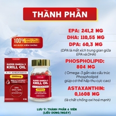 Eikenbi Viên Uống Dầu Cá Nhuyễn Thể Super Omega 3 Krill Oil 2000mg 60 Viên - Chính Ngạch Nhật Bản