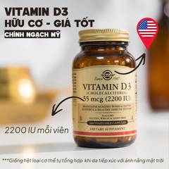 Solgar Viên Uống Bổ Sung Vitamin D3 2200 IU 100 Viên  - Chính Ngạch Mỹ