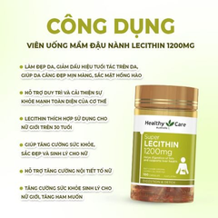 Healthy Care Viên Uống Mầm Đậu Nành Lecithin 1200mg Bổ Sung Sức Khỏe Nữ Giới 100 Viên