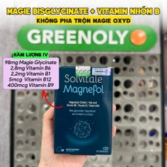 Solvitale Magnefol Viên Uống Magnesium Bisglycinate + Vitamin nhóm B (Hộp 30 Viên) - Chính Ngạch, Không Pha Trộn Magie Oxit