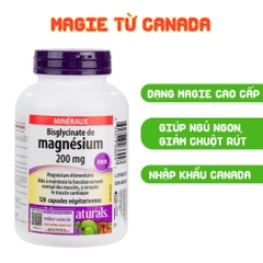 Webber Naturals Viên Uống Magie Magnesium Bisglycinate 200mg - Nhập Khẩu Chính Ngạch Canada