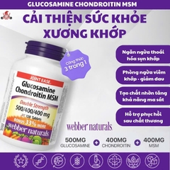 Webber Naturals Viên Uống Giảm Đau Duy Trì Sụn Khớp Glucosamine Chondroitin MSM 500/400/400mg Hộp 120 Viên