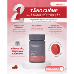 Perdays Viên Uống Pregnancy Iron & Vitamin C Bổ Sung Sắt & Vitamin C Hỗ Trợ Tạo Máu, Bổ Sung Sắt Cho Mẹ Bầu 30 Viên