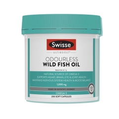 Swisse Ultiboost Viên Nang Mềm Odourless Wild Fish Oil 1000mg Hỗ Trợ Sức Khỏe Tim Mạch, Não Bộ Và Thị Giác Hộp 200 Viên