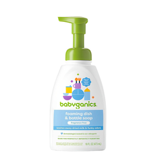 Babyganics Nước Rửa Bình & Đồ Dùng Không Mùi An Toàn Cho Bé Dạng Chai Tạo Bọt Organic Foaming Travel Dish & Bottle Soap Fragrance Free 473ml