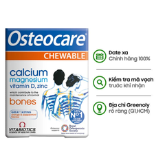 Vitabiotics Viên Nhai Osteocare Bổ Sung Canxi, Magie, Vitamin D Và Zinc Hỗ Trợ Chắc Khỏe Xương Hộp 30 Viên