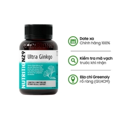 Nutrition29 N29 Uống Hỗ Trợ Trí Nhớ Tăng Cường Lưu Thông Máu Huyết Ultra Ginkgo 60 Viên